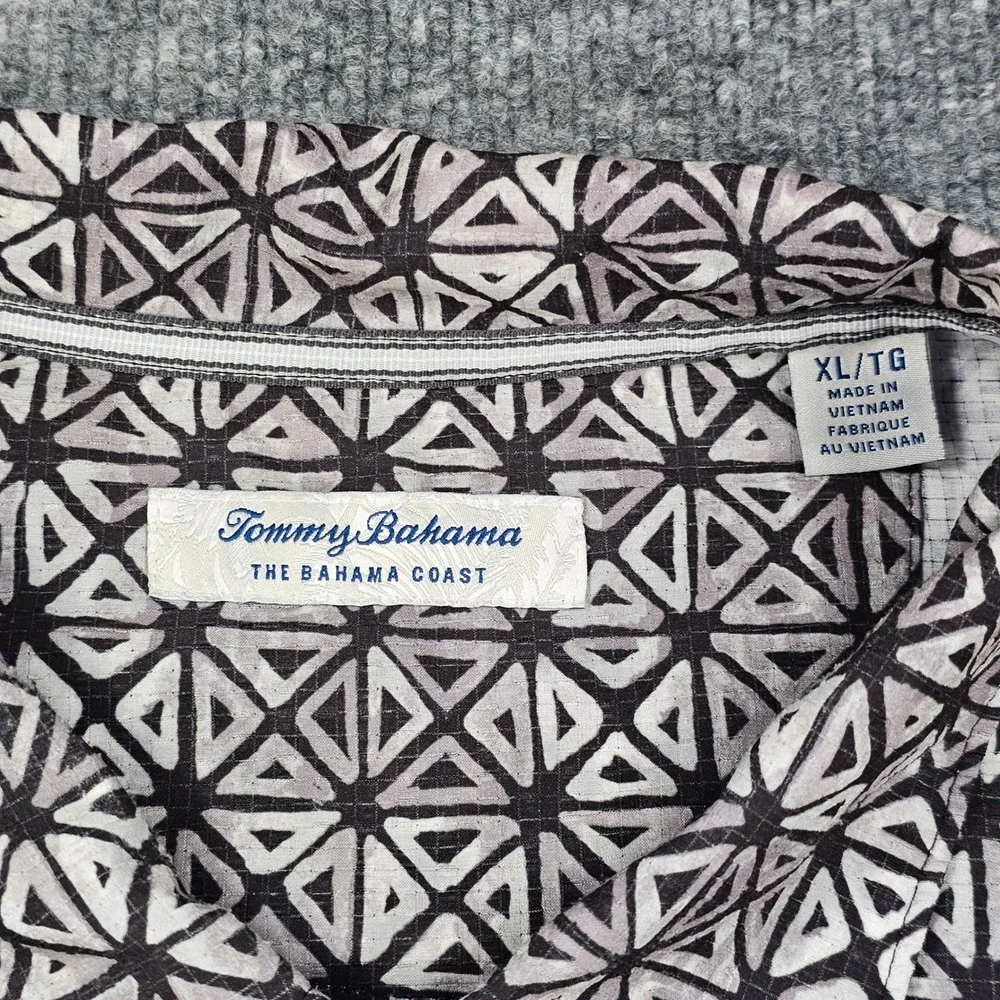Tommy‎ Bahama IslandZone Mens XL Polo Grey Geometric Performance Stretch Shirt